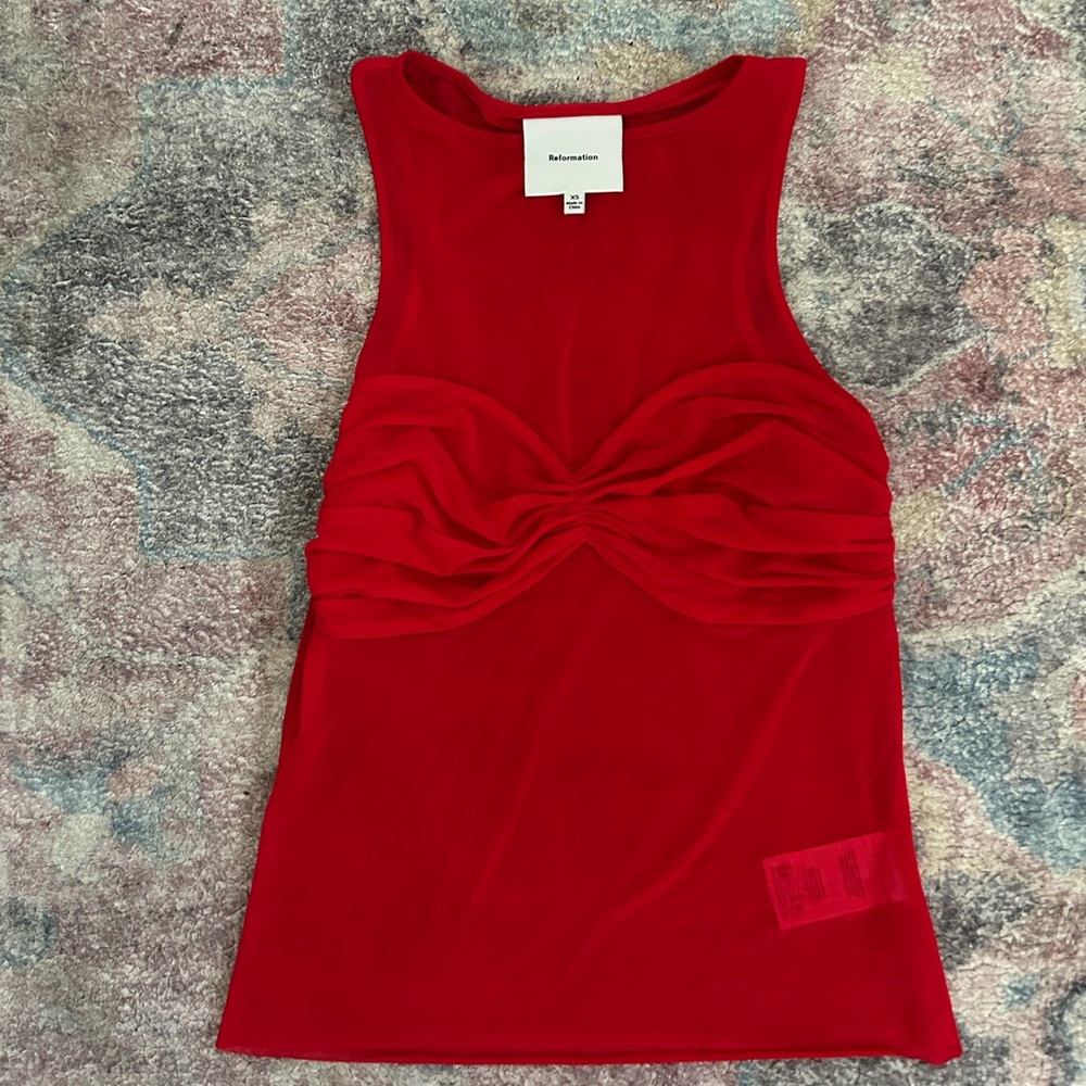Reformation Red Rose Top